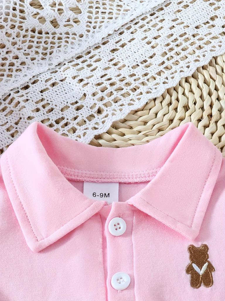 Baby Girls Short Sleeve Pink Dress, Summer Casual Dresses for Toddler Birthday Party Daily Wear, Age 3M–2Y