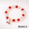 Elegant Handmade Beaded Semi-Precious Stone Bracelet with 18K Copper-Plated Heart LOVE Pendant