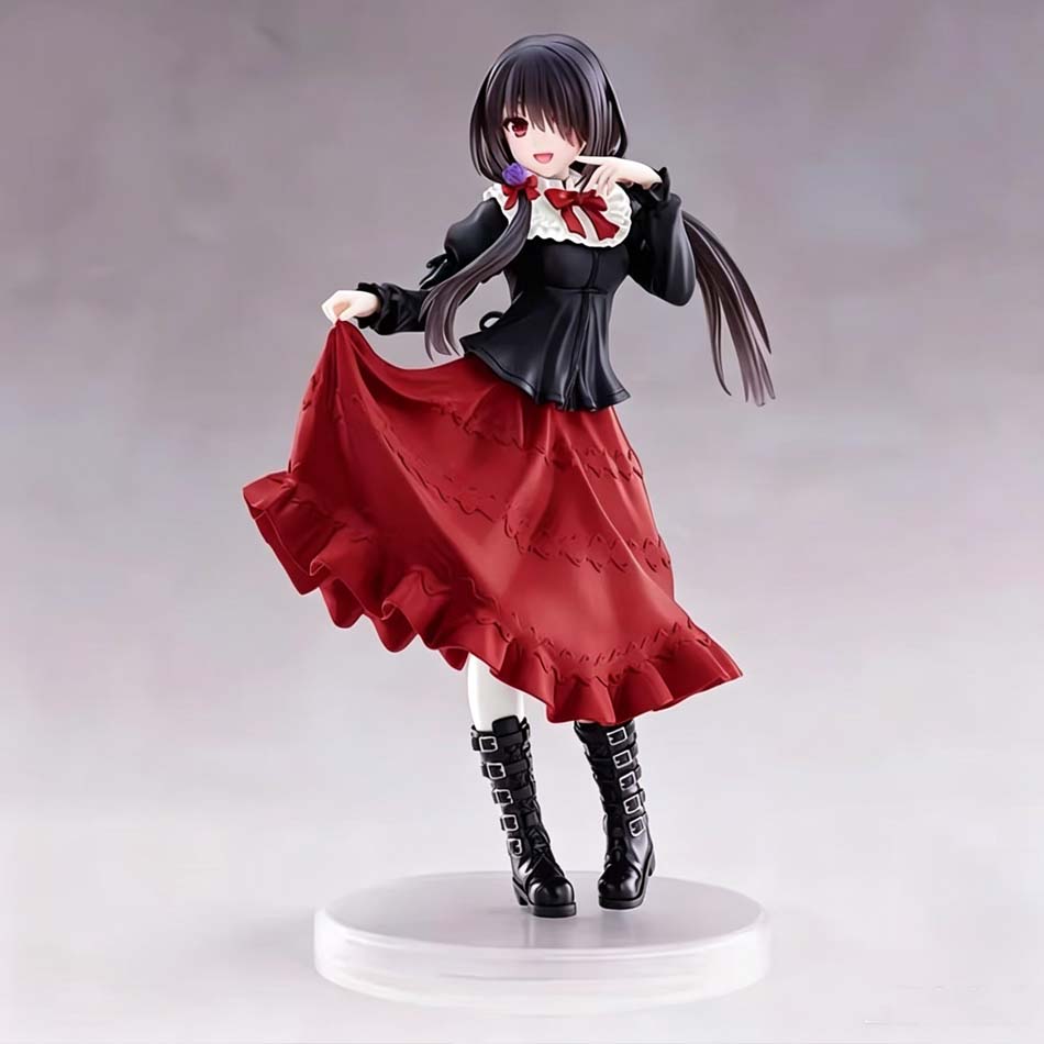 Anime Date A Live Tokisaki Kurumi Anime Figure Cute Girl Model Toy Pvc Red Dress Dress Up Standing Model Car Model Ornament Toy