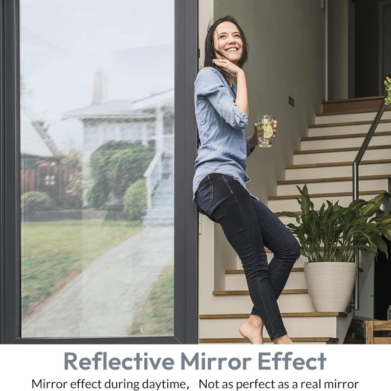 Mirror Privacy Window Film Daytime One Way Reflective Static Cling Sun Blocking Anti Uv Removable Glass Decorative Decals