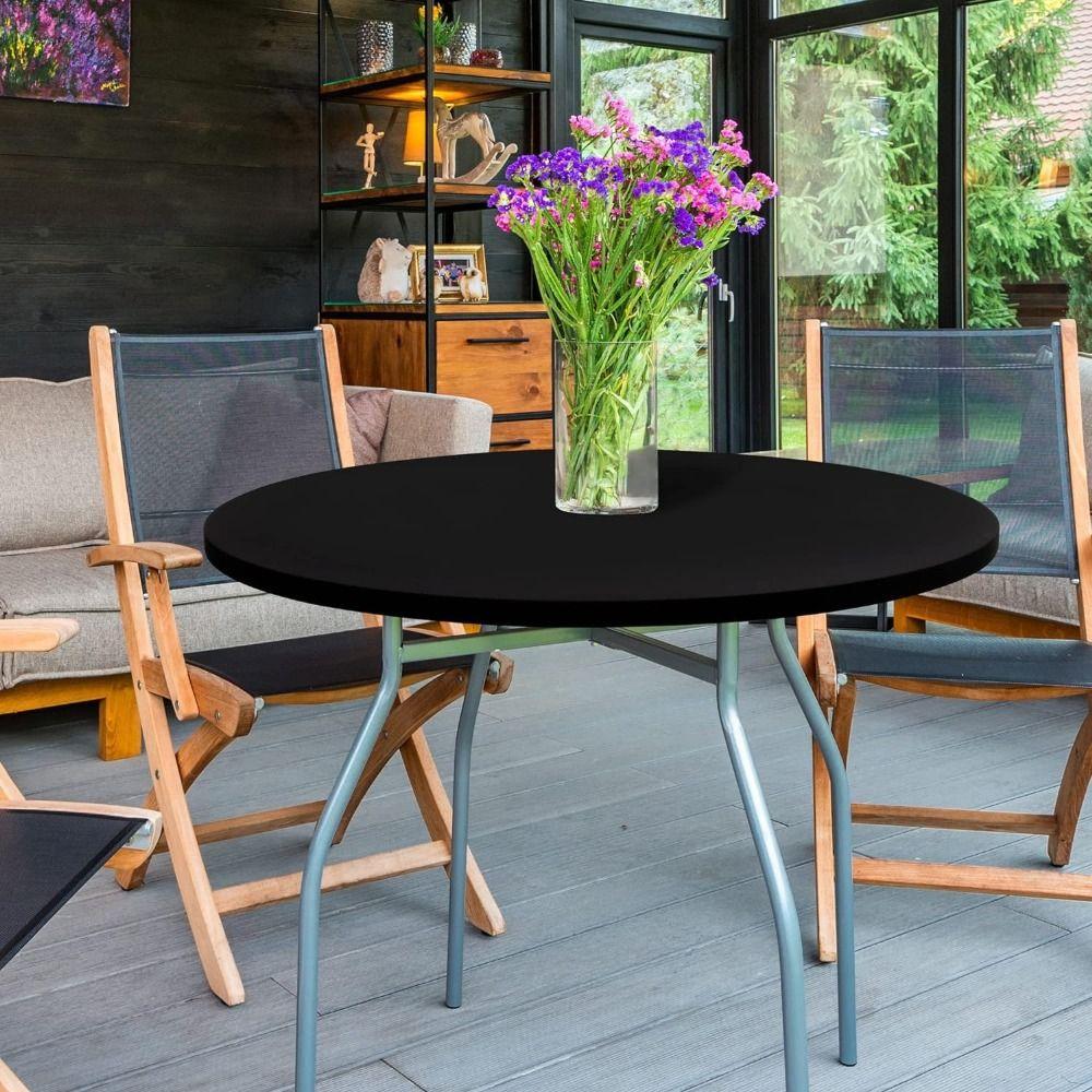 

Elastic Stain-Resistant Tablecloth Diameter 48/60in Picnic Table Cloth Round Table Cover Banquet 60inch жовтий