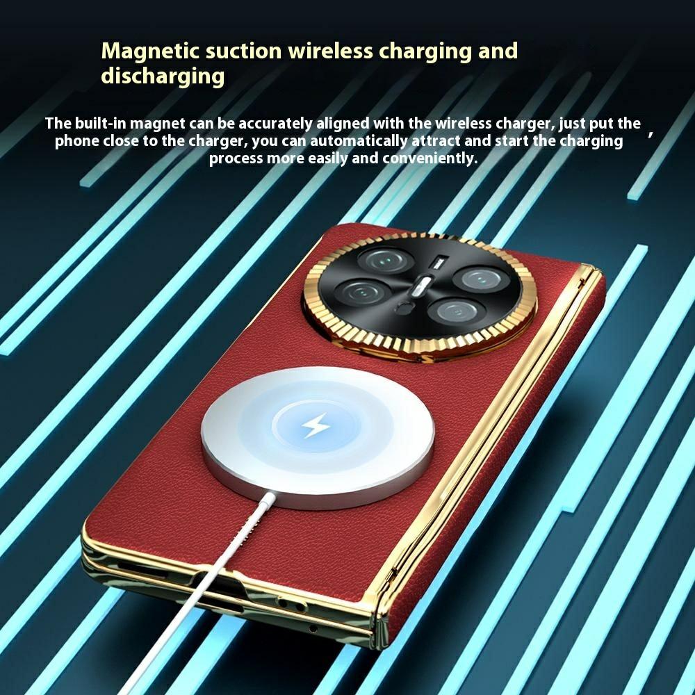 For Huawei Mate X6 Magnetic Case PU+PC Phone Cover Built In Screen Protector with Lens Kickstand