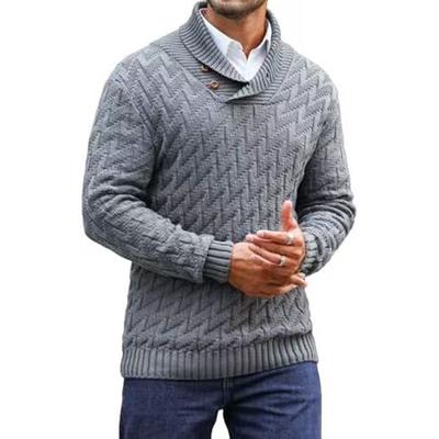 European Men's Sweater Knitted Pullover Fashion Round Neck Slim Sweater Men's Clothing