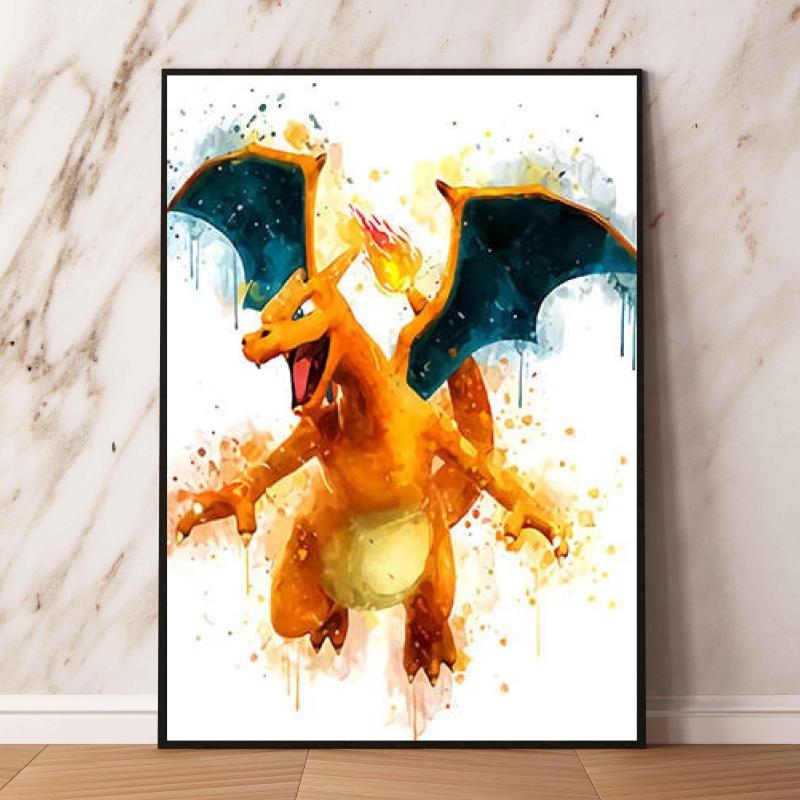 Japanese Anime Canvas Paintings Pokemon Eeveelution Watercolor Style High Quality Art Children Gifts Living Room Home Decoration