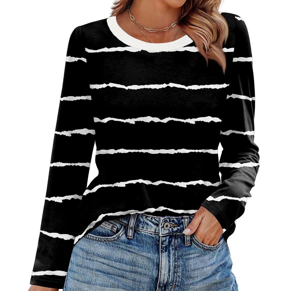 Camisas de manga larga para mujer con estampado lindo, camisetas gráficas, blusas casuales, tallas grandes, camisetas básicas