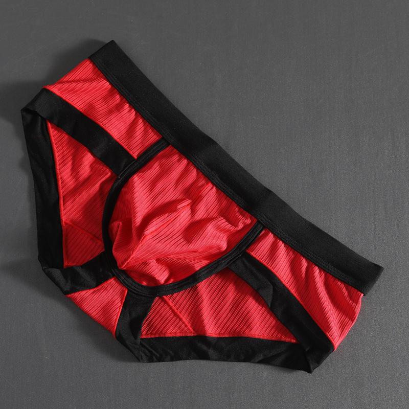 Men's Sexy Low Waist Triangle Briefs with Hip Lifting Design, High Elastic Polyester-Cotton Blend, Large Pouch