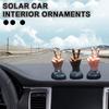 Solar Powered Two-finger Salute Shaking Toy Car Dashboard Dashboard Dancing Brown Ornament Figure Decorative Toy C T3w7