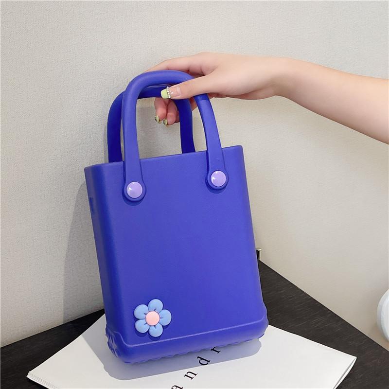 Eva Jelly Bag Diy Hole Bag Cute Flower Accessories Summer Beach Vacation Bag Simple Portable Women'S Bag