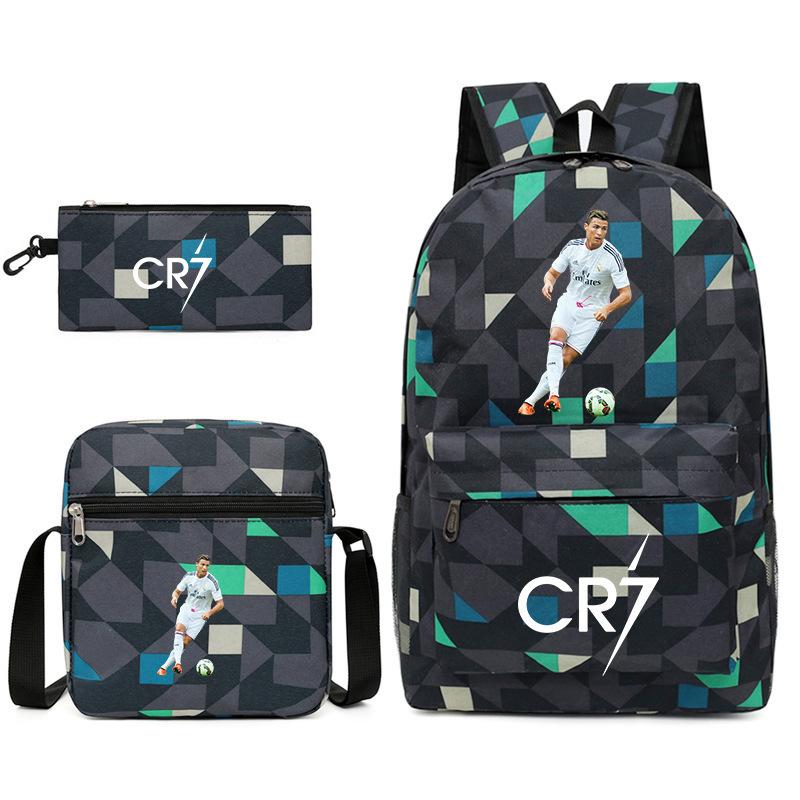 Large Capacity Schoolbag with Shoulder Strap; Student Three-piece Pencil Case Set