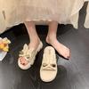 Bow Rabbit Soft Bottom Fashion Versatile Beach One-word Slippers Thick-soled Cool Slippers Women's Wear 2025 Summer and Autumn