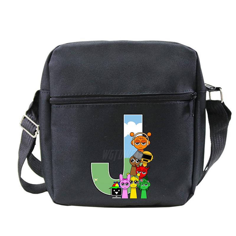 Fashion Children'S Shoulder Bag 26 Letters Personalized Printing Rhythm Box Black Messenger Bag Stationery Bag
