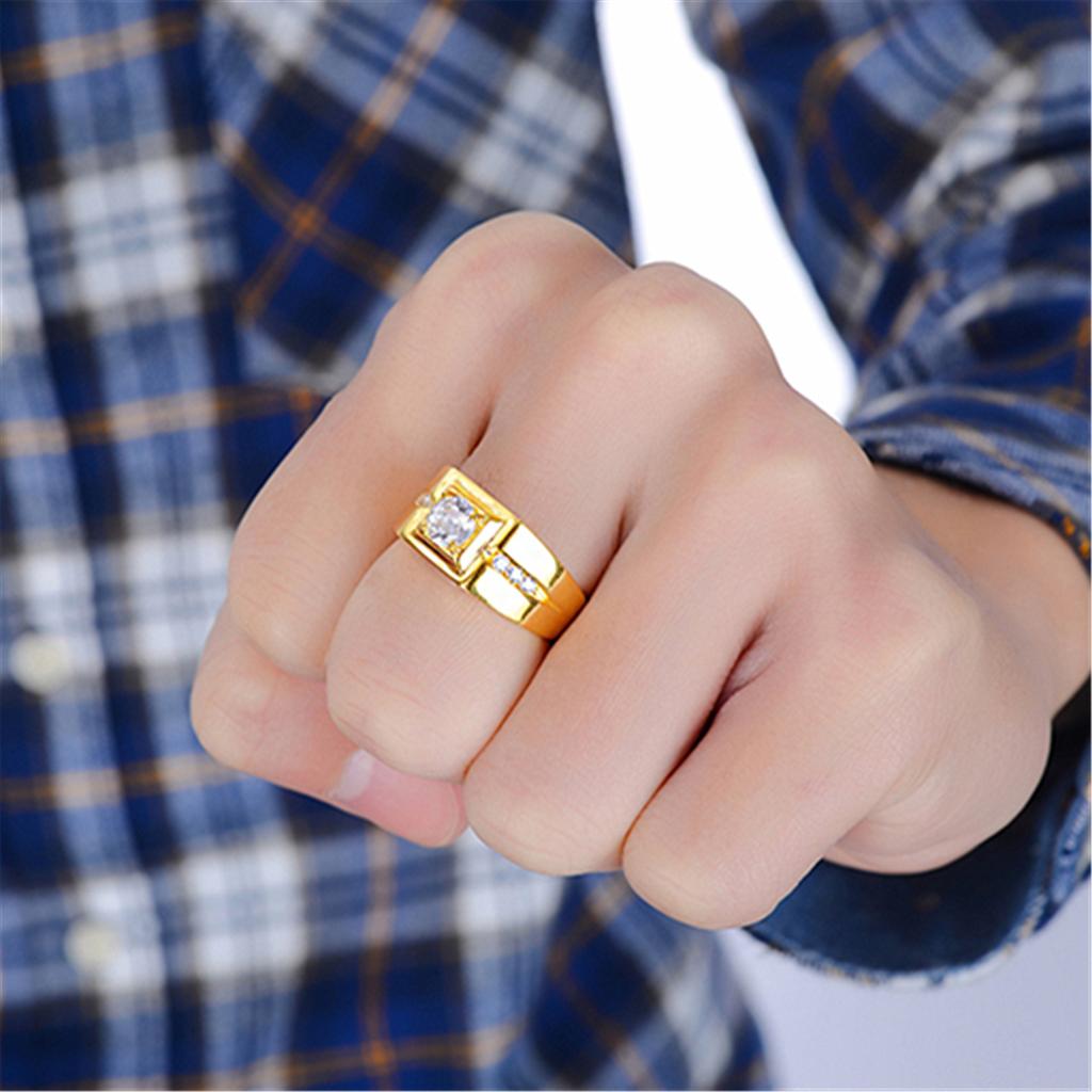 Ring vergoldet vergoldeter Ring Herren dominanter großer Ring platinierter Simulant-Diamantring Herrenring vergoldeter Schmuck