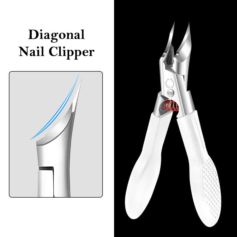 Slanted Pointed Spring Nail Clipper Anti-Splash Ingrown Portable High Quality Toenail Fingernail Trimmer Manicure Tools