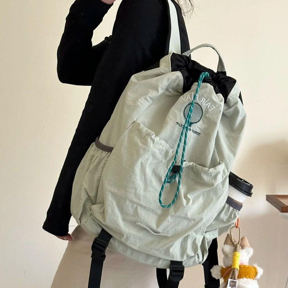 

Lightweight Sport Racket Storage Backpack Nylon Drawstring Fitness Bag All-match чорний