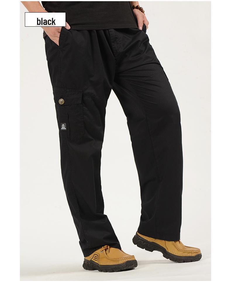 2020 Men's Pure Cotton Straight Leg Casual Pants - Spring/Summer Style, Middle-Aged Plus Size Loose Fit