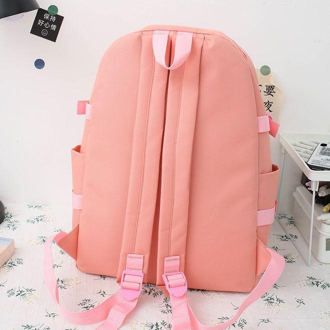 Canvas Student Backpack Fashion Harajuku Junior High School Campus School Bag Four-piece Backpack