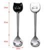 Cute Black/White Cat Stainless Steel Spoon Cartoon Lovely Coffee Milk Tea Ceramic Stir Spoon