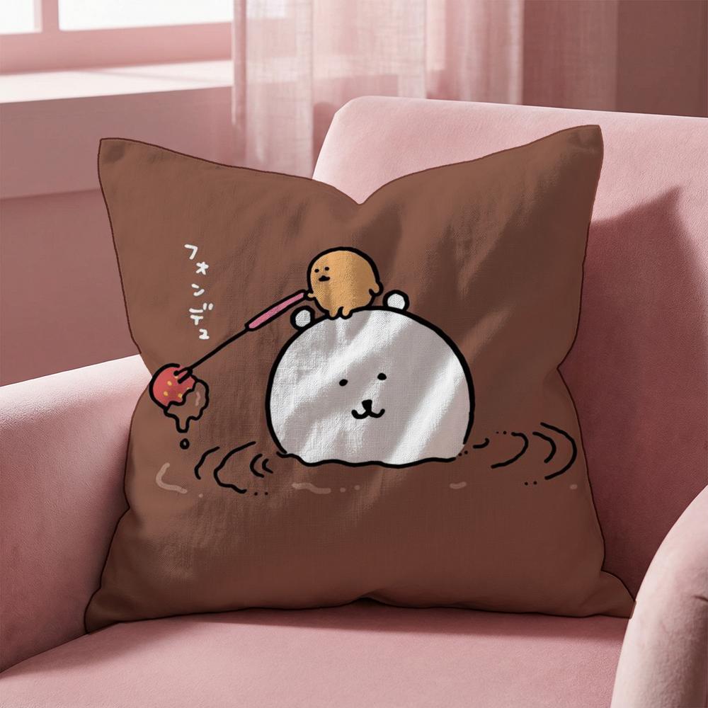 Cute J-Jokes Bear Cushion Cover Multi-Scene Pillow Cover for Home & Car - Reversible, Soft & Durable for Daily Use