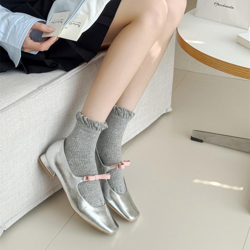 Lolita Fungus Edge Girl Stacking Socks Wind Korean Solid Color Short Socks Pure Cotton Sweet Lace Socks Children