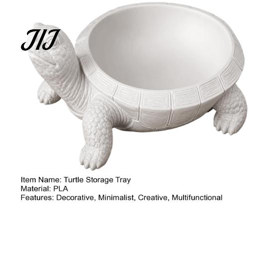 White Resin Animal Figurine 3D Printed Turtle Storage Tray, Decorative Jewelry Tray for Necklaces Rings, Creative Desktop Organizer Living Room