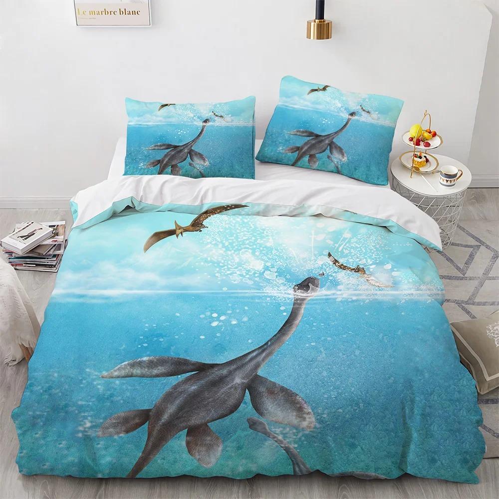 Dinosaur Duvet Cover Set King Queen Size For Kids Boys Girls Polyester Bedding Set Cartoon Wild Animals Pattern Comforter Cover
