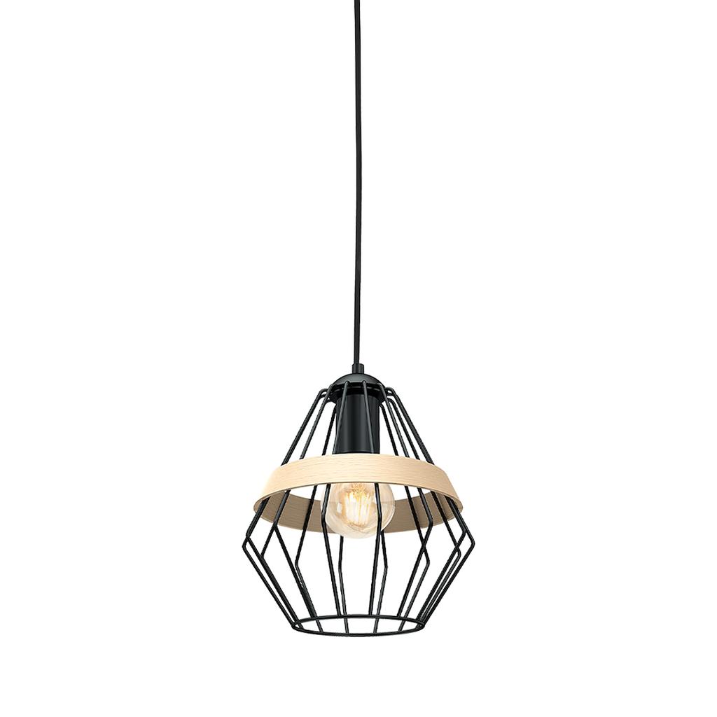 Lampa Wisząca Cliff 1 E27 Czarny Wood Milagro Mlp5524