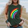Canottiere Arcobaleno Estive Stampa 3D Donna Moda Casual Streetwear Oversize Scollo a O Canotta Senza Maniche Spalle Scoperte Donna Canottiera