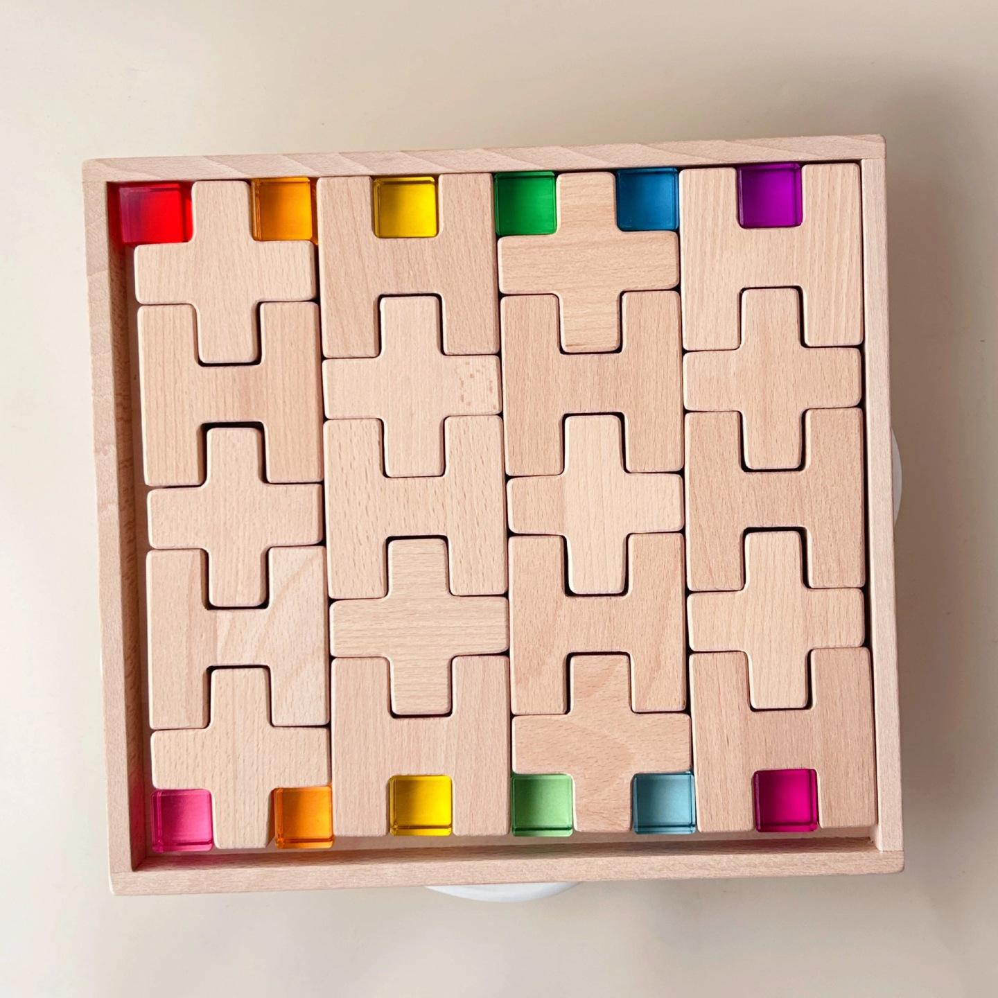 Translucent Acrylic Building Blocks: INS Solid Wood Rainbow Cube Gem Crystal for Children