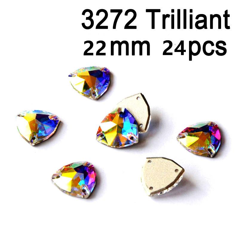 Yanruo AB Color Sew on Glass Crystal Sewing  Rhinestone Crystal Flat Back Rhinestone for Dresses