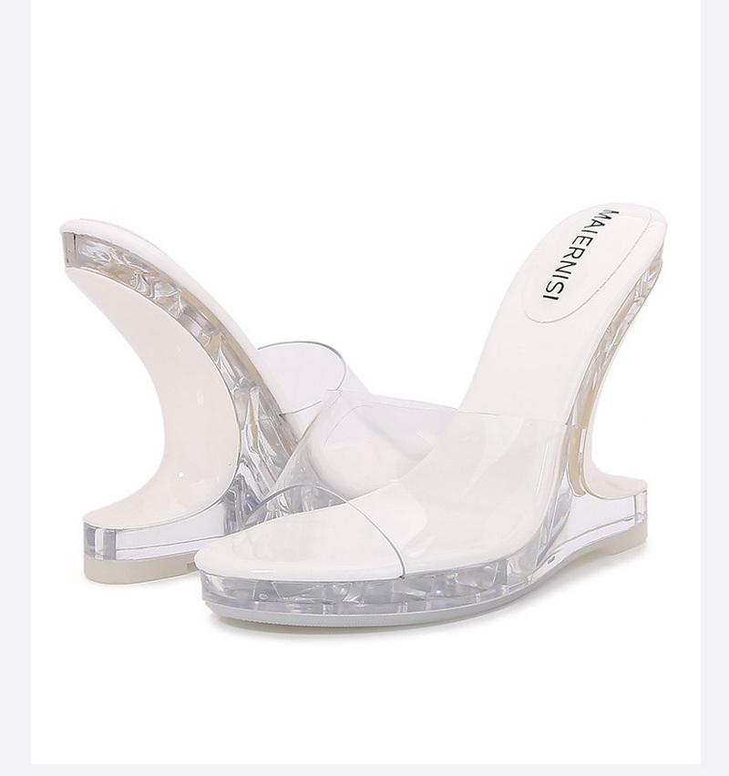 Modne FHC 2024 Nowe 12CM Dziwne Szpilki Klapki, Damskie Kapcie, Buty Letnie, PVC Odkryte Palce, Wsuwane, Czarne, Srebrne, Czerwone, Białe, Dropshipping