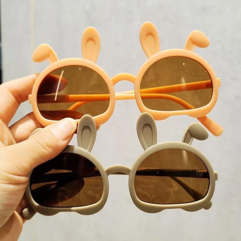 1PC Children Sun Glasses Fashion Style Oval Rabbit Ears Kids Sun Eyeglasses Boys Girls Goggles Baby Cute Shades UV400 Protection Travel Eyeglasses