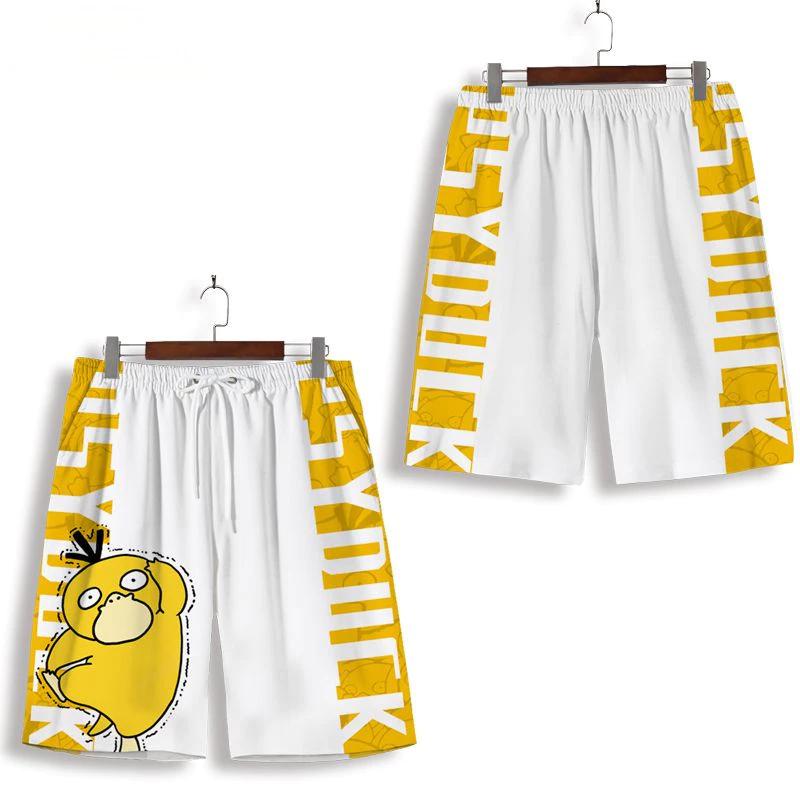 Desenho Animado Anime Japonês Psyduck Muay Thai Kickboxing Shorts de Treino Estampa Artes Marciais Boxeador Unissex Homens Mulheres Criança Luta Fitness Esporte Academia Treino