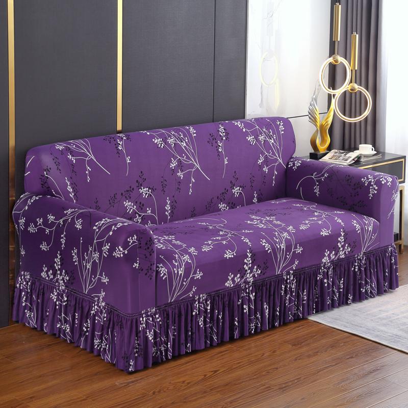 1pc Elastic Printed Sofa Slipcover With Skirt Sofa Cover Couch Cover Furniture Protector Bedroom Office Living Room Home Decor