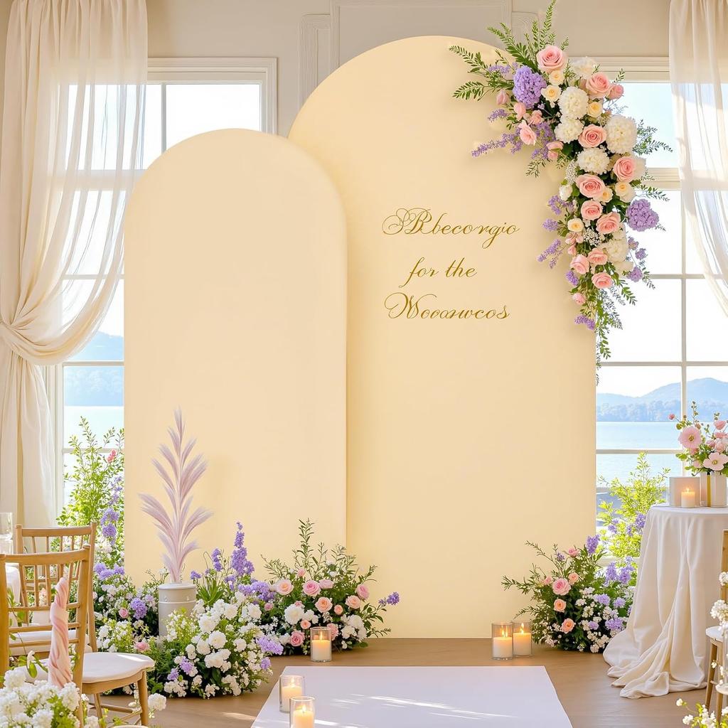 Wedding Arch Backdrop Cover Spandex Fitted Round Top Chiara Arches Backdrop Cover for Birthday Party Ceremony Banquet Decoration