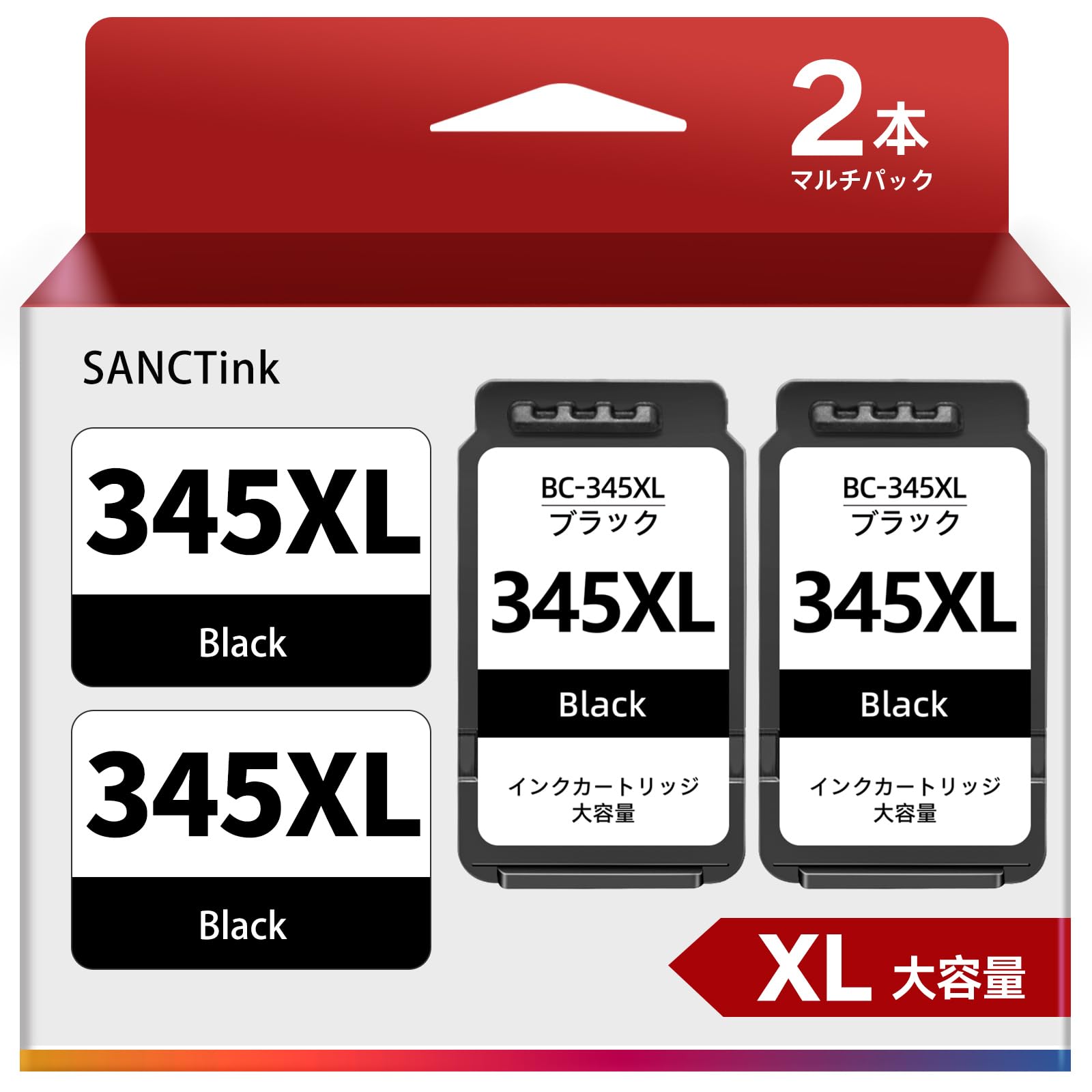 

SANCTink Ink for Canon Compatible with PIXMA and Includes Remaining Cartridge BC-345XL Cartridges, Black, 2-Pack, High-Yield, Printers. TS3130, чорний