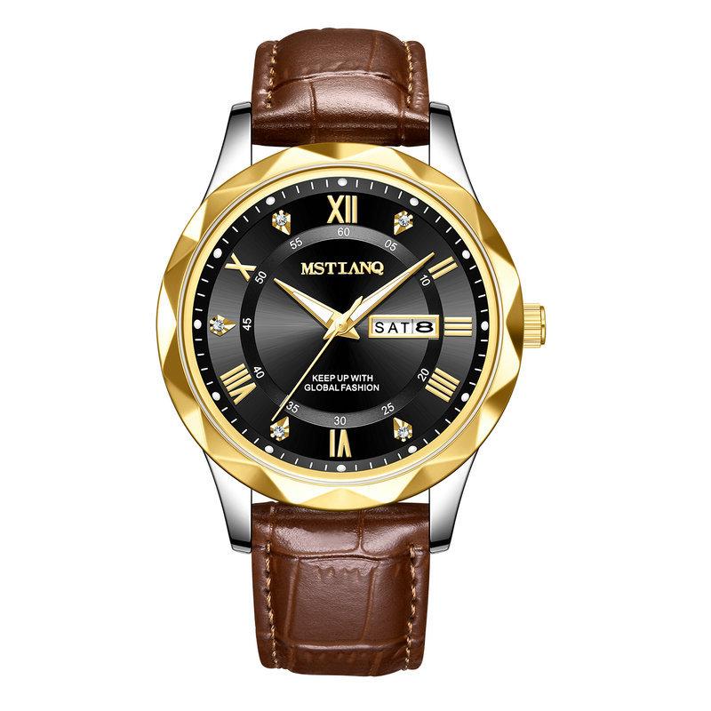 Belt Men'S Watch Men'S Fashion Double Calendar Quartz Watch Counter Same