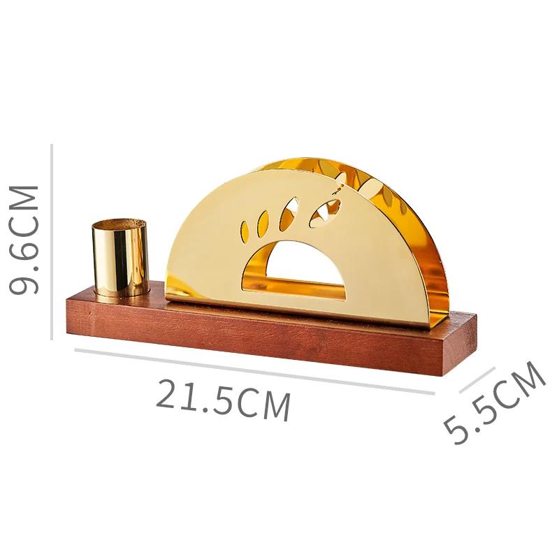 Stainless Steel Tissue Holder Toothpick Tube Gold-plated Napkin Storage Walnut Metal Napkin Rack Tableware Display Rack Gift