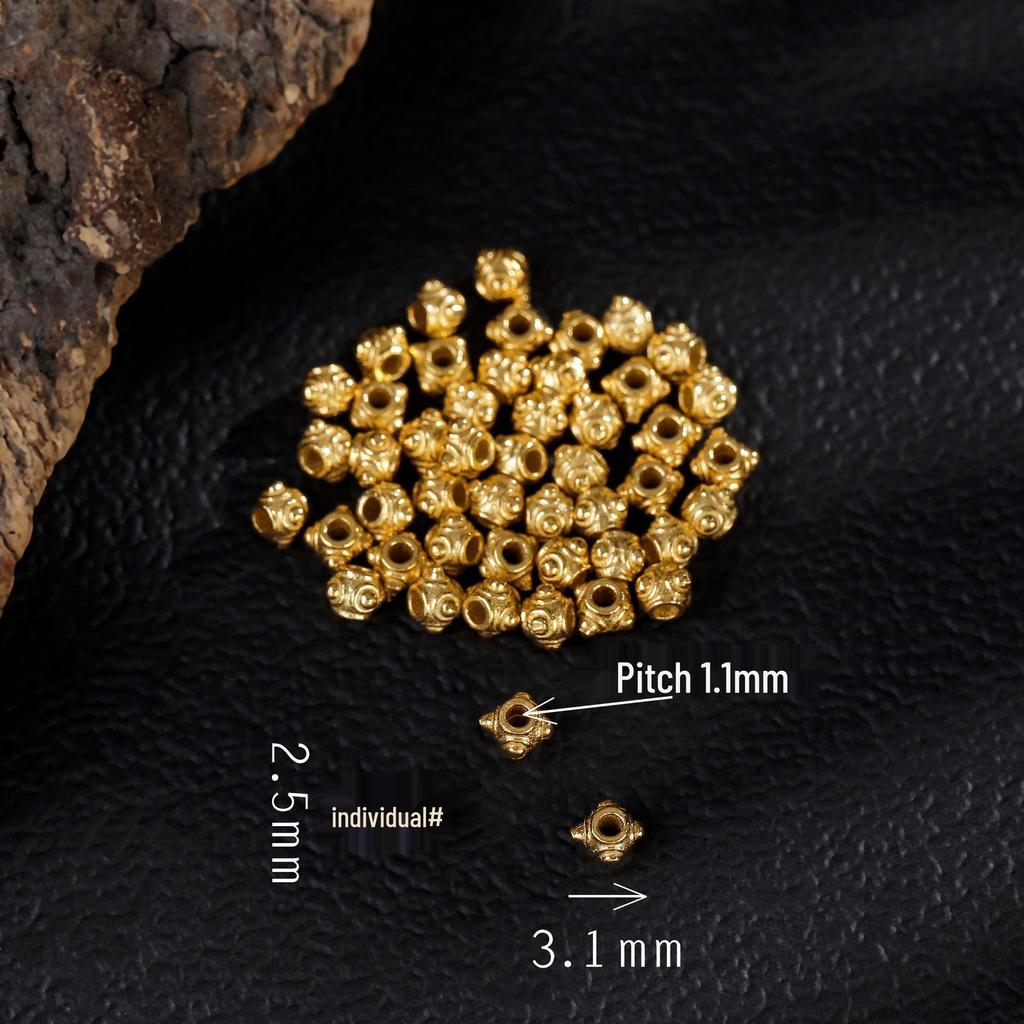 Argent Sterling S925 avec Perles Espacement Plaqué Or 24K pour Bijoux DIY