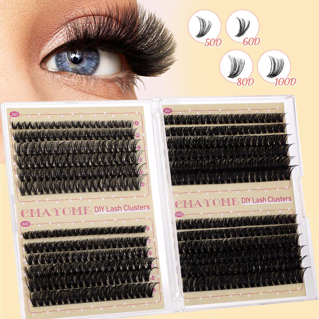 Diy False Eyelash Extension Set, Multi-Hair Single Cluster 8-16Mm Length Mixed Eyelashes