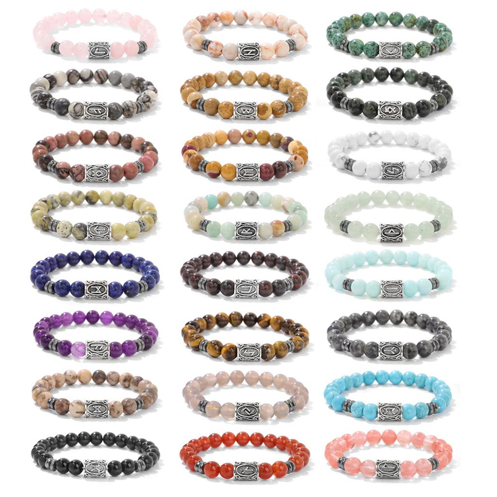 Bead Stone Bracelet, Vintage Multicolor Cardboard Lobster Clasp Bracelet Jewelry