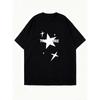 Black Oversized T-Shirt With Star Print And Treasure Text For Casual Wear