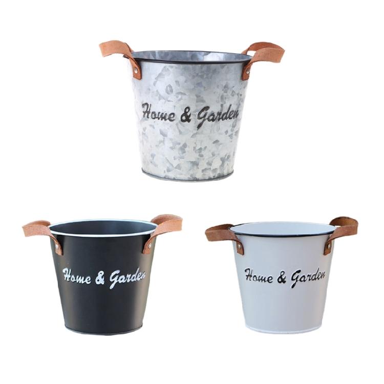 Flower Pot Metal Iron Bucket Planters Pot Metal Bucket Flower Holder with Hooks