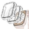 Glitter Diamond Screen Protector For Apple Watch Series 9 8 7 6 5 4 3 SE With Tempered Glass Case IWatch 45/41mm 40/44mm 42/38mm