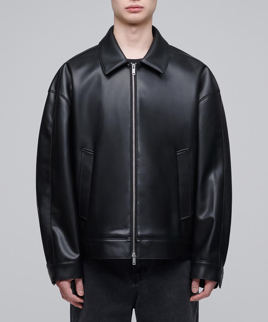 Musinsa Standard Synthetic Leather Extra Oversized Single Jacket [Black]