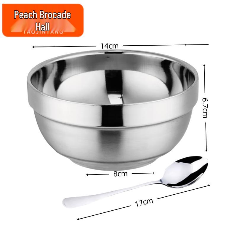 Peach Jintang Stainless Steel Bowl & Spoon Set