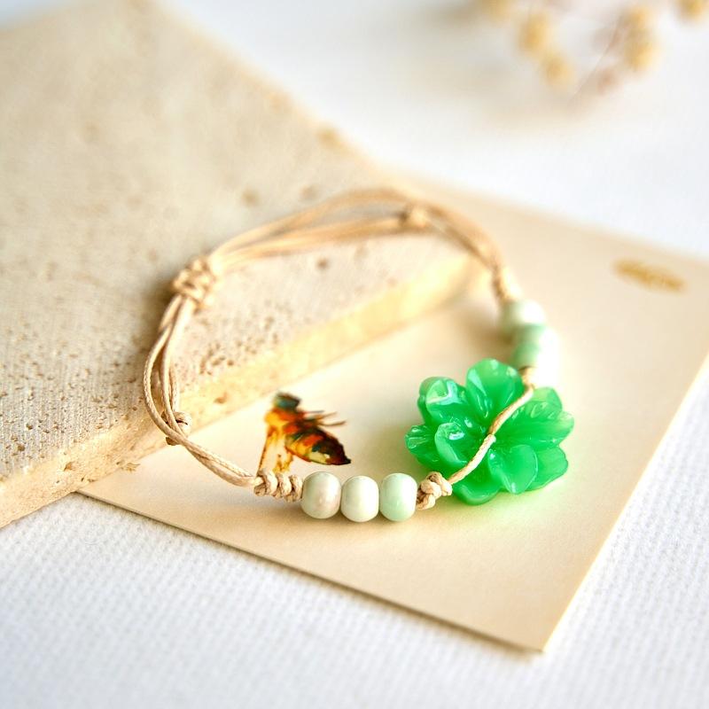 New Chinese Flower Woven Bracelet Wholesale Hot-selling Retro Jewelry Ethnic Style Ceramic Bracelet Accessories
