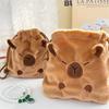 Adorable Capybara Plush Drawstring Bag Large Capacity Portable Storage Pouch
