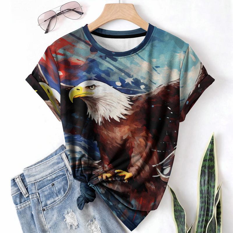 Lässiges Damen-T-Shirt Rundhalsausschnitt Kurzarm Damen-T-Shirt Sommer Leichtes Stoff-Shirt