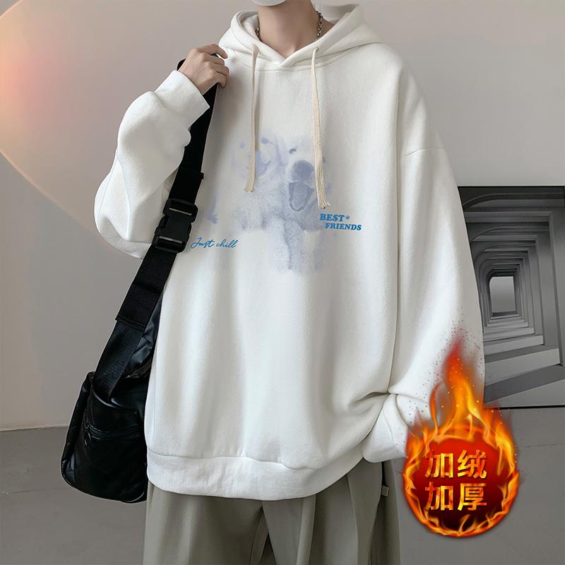 Funny Men's Oversized Hoodie Black 7XL Hoodies with Hat Oversize for Men Dog Print Man Casual Wear Hoody Male Sweatshirt