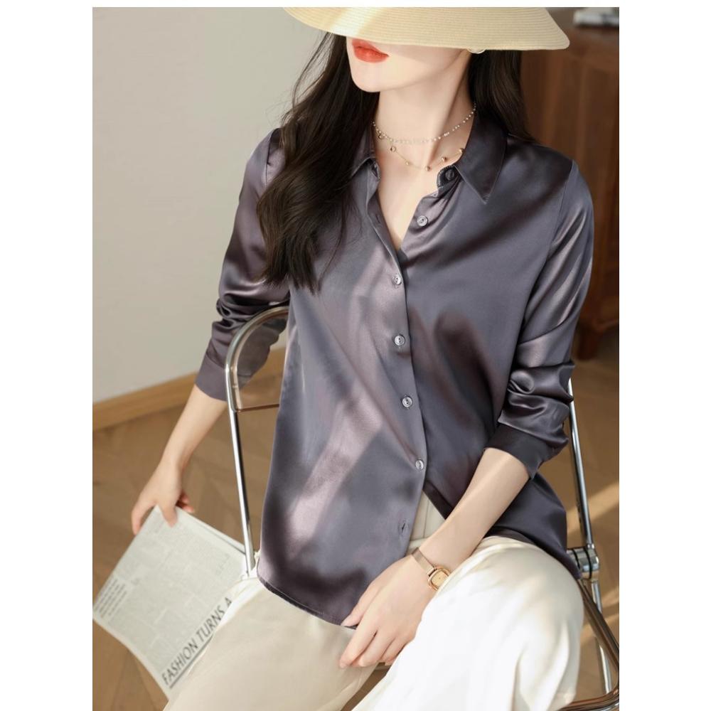 Japanese Satin Anti-wrinkle Droop Texture High-end Shirt for Women Long Sleeves Can Be Fashionable and Professional